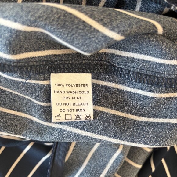 Forever 21 Navy & White Striped Wide-Leg Jumpsuit – Size S - Picture 7 of 9